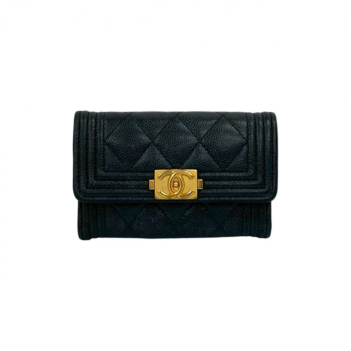 CHANEL Card Case Matt caviar skin black COCO Mark Boy chanel Women
