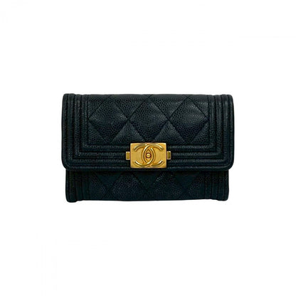 CHANEL Card Case Matt caviar skin black COCO Mark Boy chanel Women