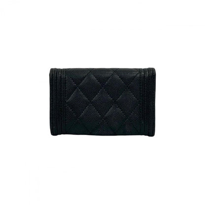 CHANEL Card Case Matt caviar skin black COCO Mark Boy chanel Women