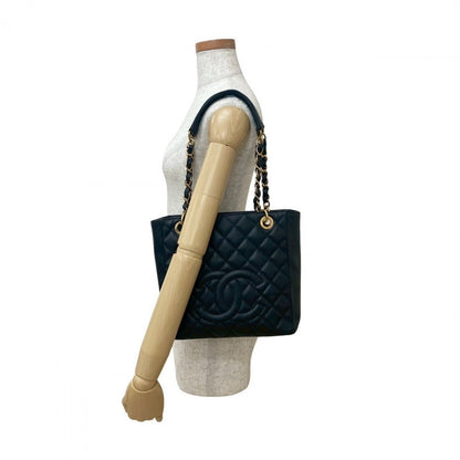 CHANEL Tote Bag Matt caviar skin black