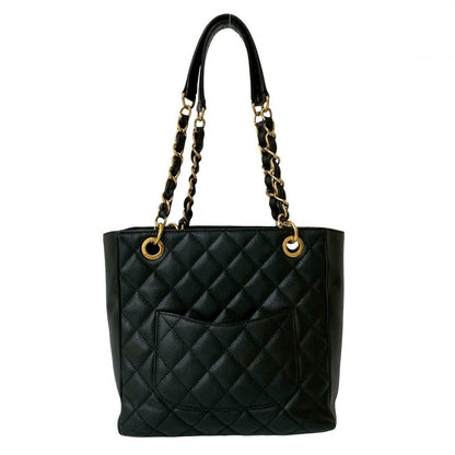 CHANEL Tote Bag Matt caviar skin black