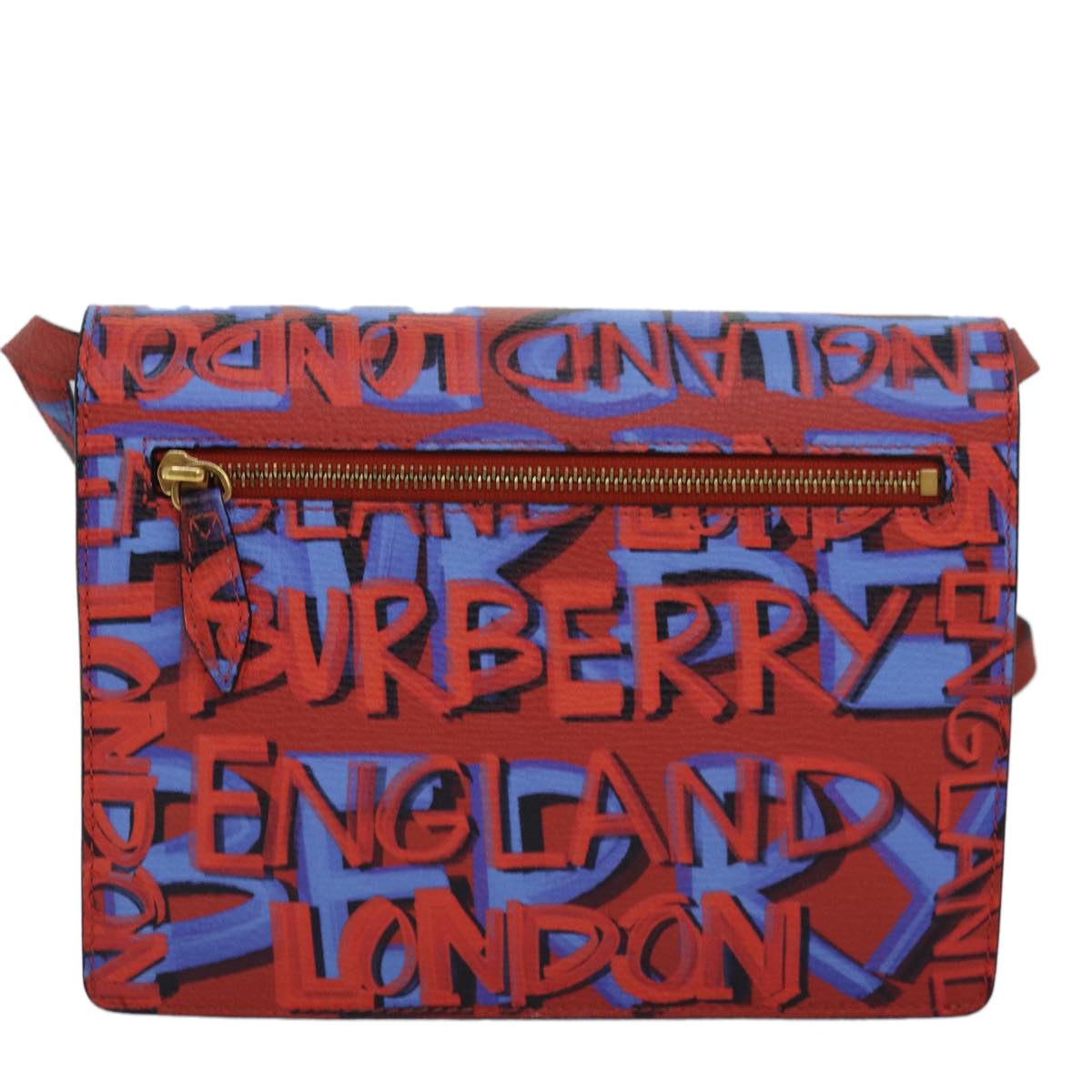 Luxury Burberry Shoulder Bag Graffiti Leather Red Blue Auth 82250A