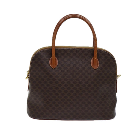 Luxury CELINE Macadam Canvas Hand Bag PVC Leather Brown  82266