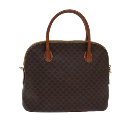 Luxury CELINE Macadam Canvas Hand Bag PVC Leather Brown  82266