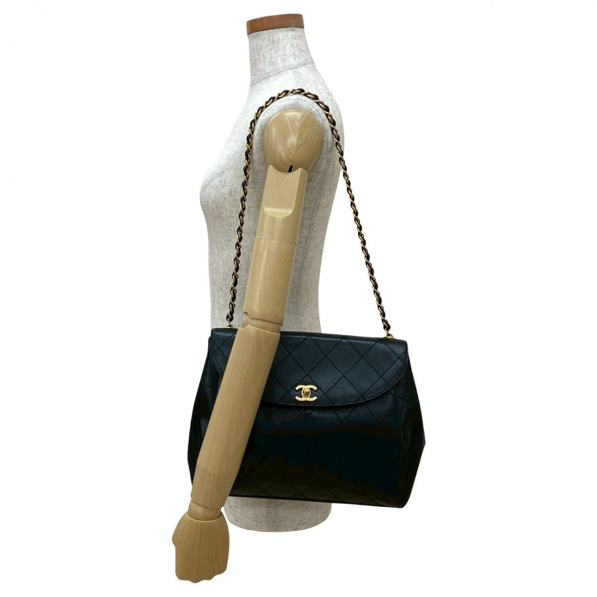 CHANEL Shoulder Bag lambskin black COCO Mark Bicolole Women