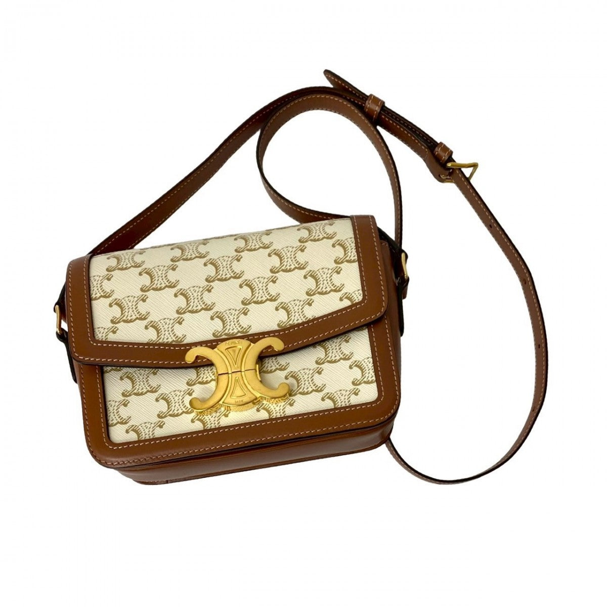 CELINE Shoulder Bag leather white Teen Triomphe