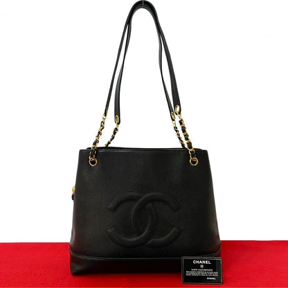 CHANEL Tote Bag Matt caviar skin black COCO Mark Women