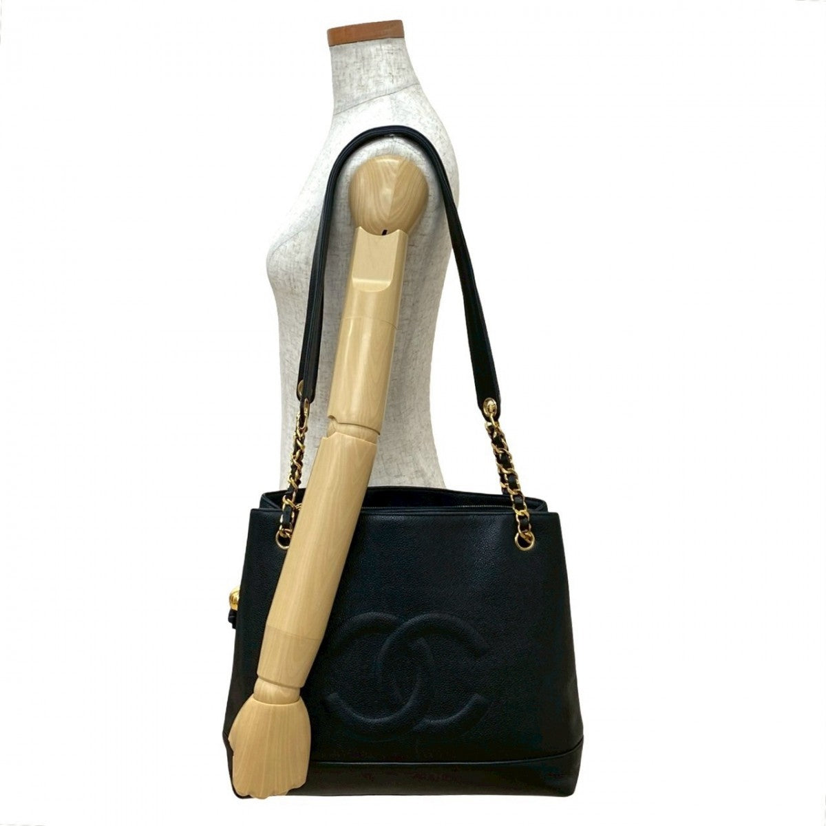 CHANEL Tote Bag Matt caviar skin black COCO Mark Women