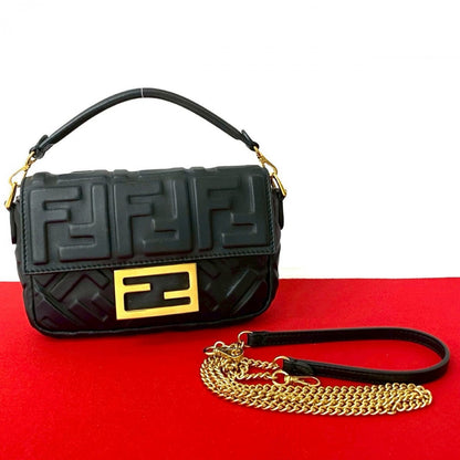 FENDI Shoulder Bag leather black Mamma Bucket