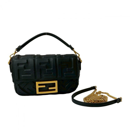 FENDI Shoulder Bag leather black Mamma Bucket