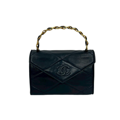 CHANEL Handbag lambskin Navy Matrasse