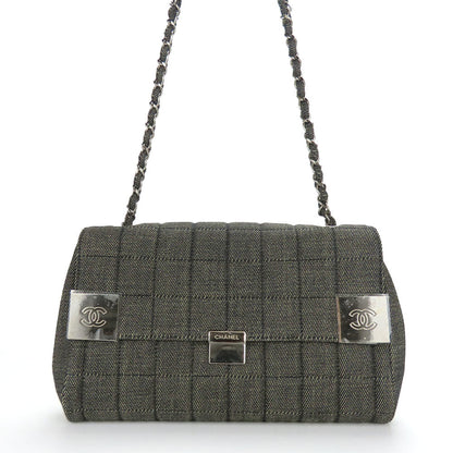 CHANEL Shoulder Bag A17567 denim Navy Chocolate bar