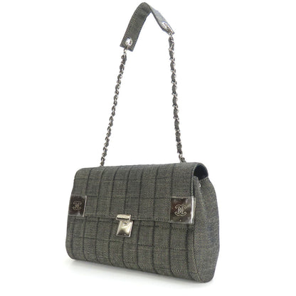 CHANEL Shoulder Bag A17567 denim Navy Chocolate bar