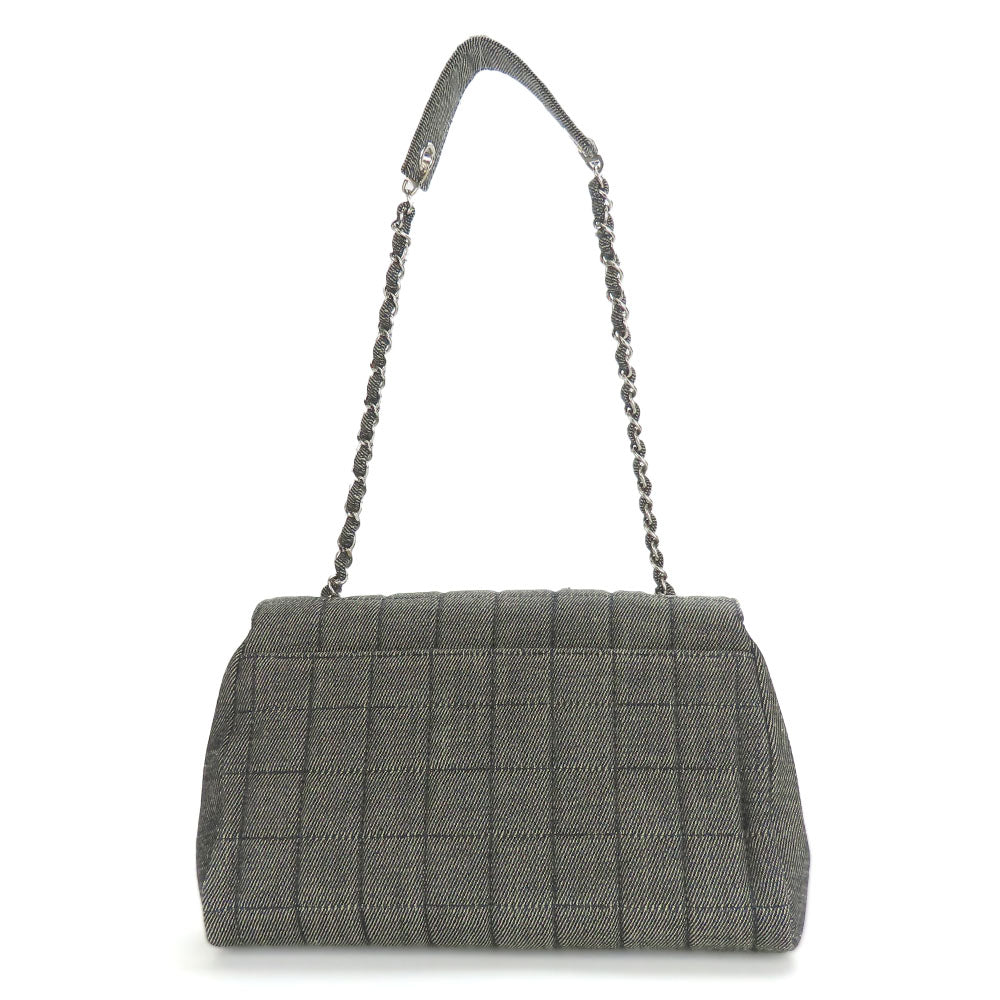 CHANEL Shoulder Bag A17567 denim Navy Chocolate bar