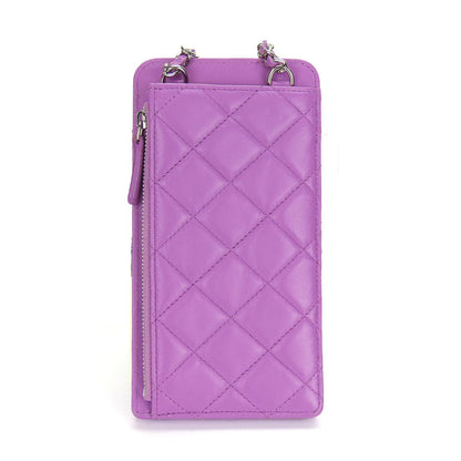 CHANEL Shoulder Bag lambskin purple Matrasse