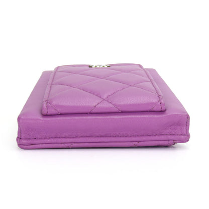 CHANEL Shoulder Bag lambskin purple Matrasse