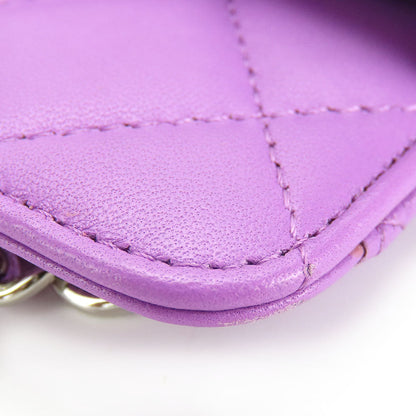 CHANEL Shoulder Bag lambskin purple Matrasse
