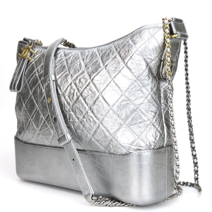 CHANEL Shoulder Bag A93824 leather Silver Chain Gabriel