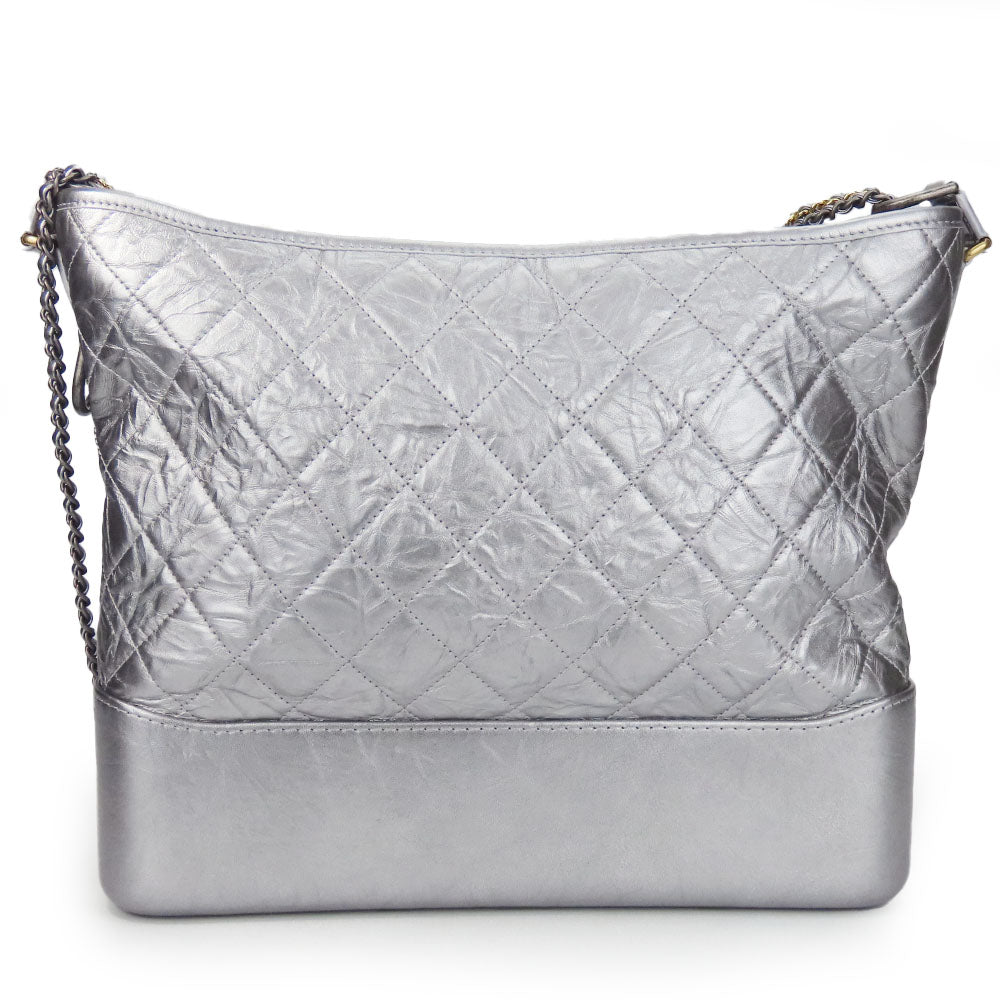 CHANEL Shoulder Bag A93824 leather Silver Chain Gabriel