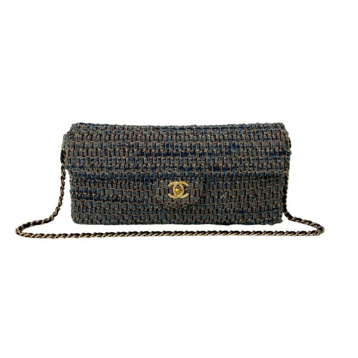 CHANEL Shoulder Bag tweed blue