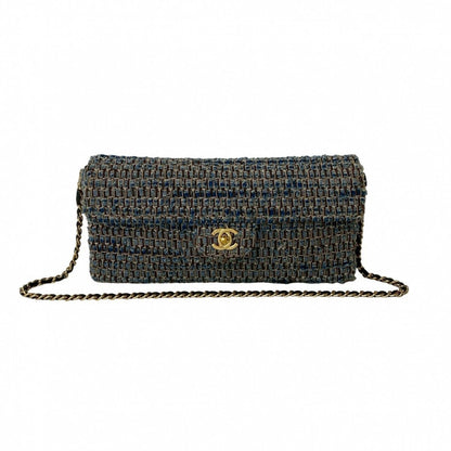 CHANEL Shoulder Bag tweed blue
