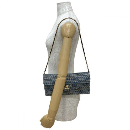 CHANEL Shoulder Bag tweed blue