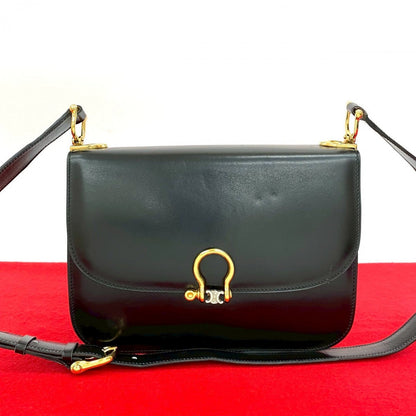 CELINE Shoulder Bag Calfskin, Leather black logo Metal Women