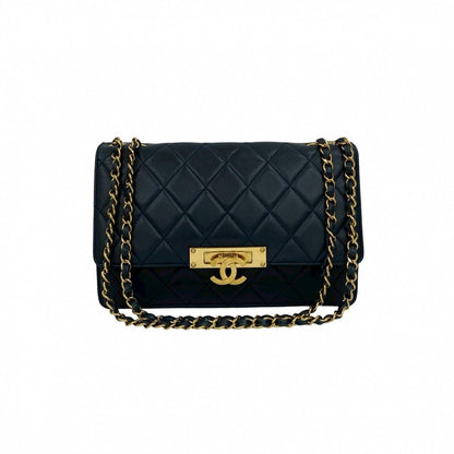 CHANEL Shoulder Bag lambskin Navy Matrasse
