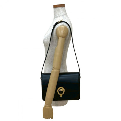 CELINE Shoulder Bag leather black Carriage Metal Women