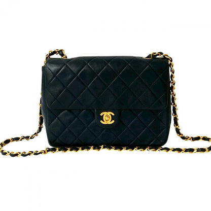 CHANEL Shoulder Bag lambskin Navy Matrasse