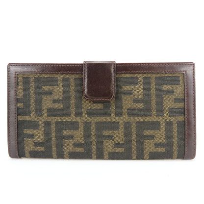 FENDI Long Wallet Purse Canvas, Leather Brown Zucca Women