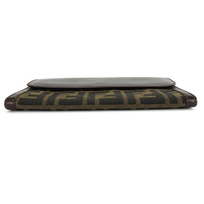 FENDI Long Wallet Purse Canvas, Leather Brown Zucca Women