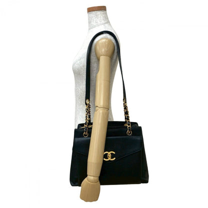 CHANEL Shoulder Bag Matt caviar skin black