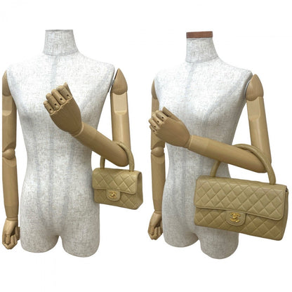 CHANEL Handbag lambskin beige Matrasse Parent and child bag