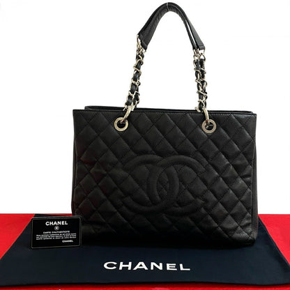 CHANEL Tote Bag Matt caviar skin black Matrasse