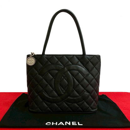 CHANEL Handbag Matt caviar skin black Matrasse Reprint Tote Bag
