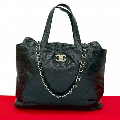 CHANEL Handbag leather black Porto Perro