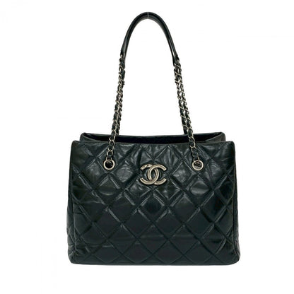 CHANEL Tote Bag leather black Matrasse