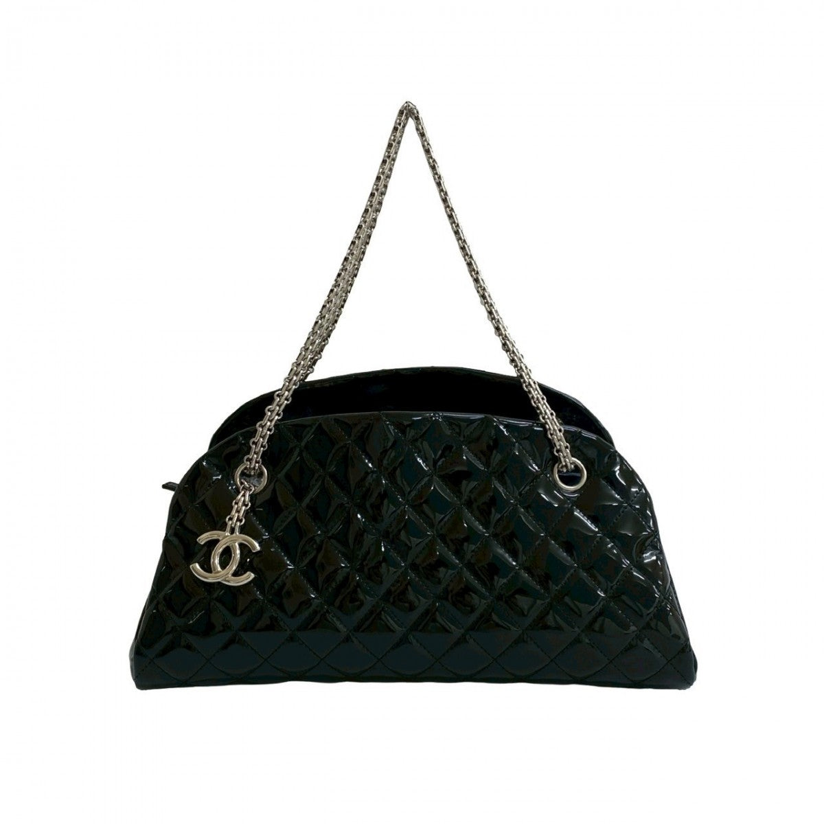 CHANEL Shoulder Bag Patent leather black Matrasse Mademoiselle