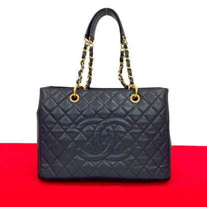 CHANEL Tote Bag Matt caviar skin Navy