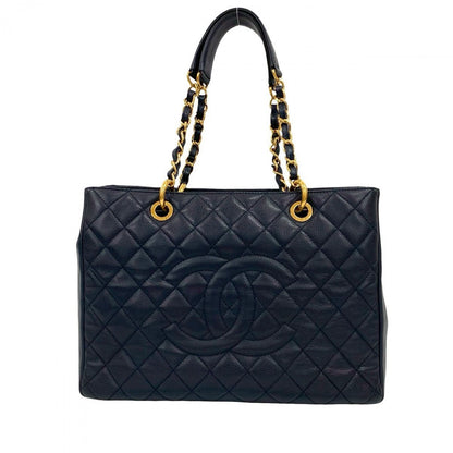 CHANEL Tote Bag Matt caviar skin Navy