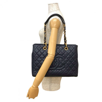 CHANEL Tote Bag Matt caviar skin Navy