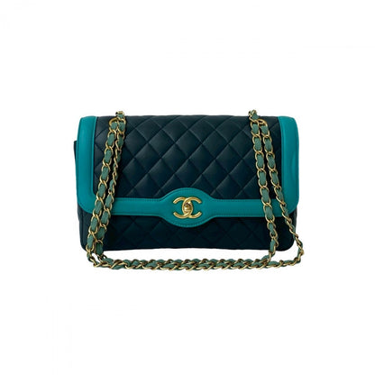 CHANEL Shoulder Bag lambskin Navy Matrasse