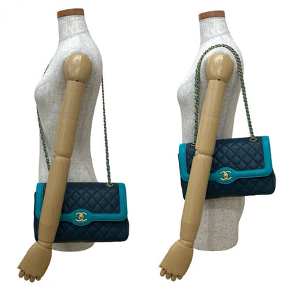 CHANEL Shoulder Bag lambskin Navy Matrasse