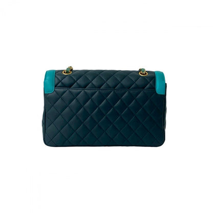 CHANEL Shoulder Bag lambskin Navy Matrasse