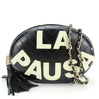 CHANEL Shoulder Bag leather black La Pauza