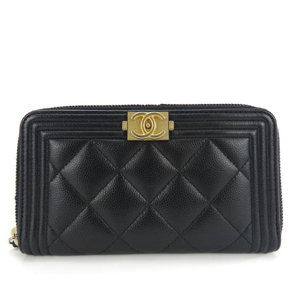 CHANEL Coin case Caviar skin black Boy chanel