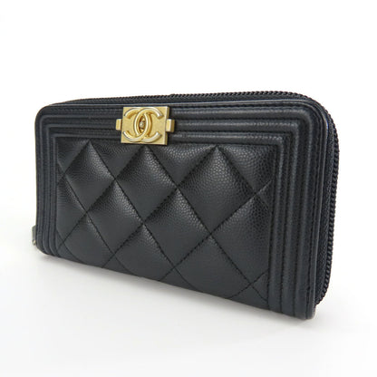 CHANEL Coin case Caviar skin black Boy chanel