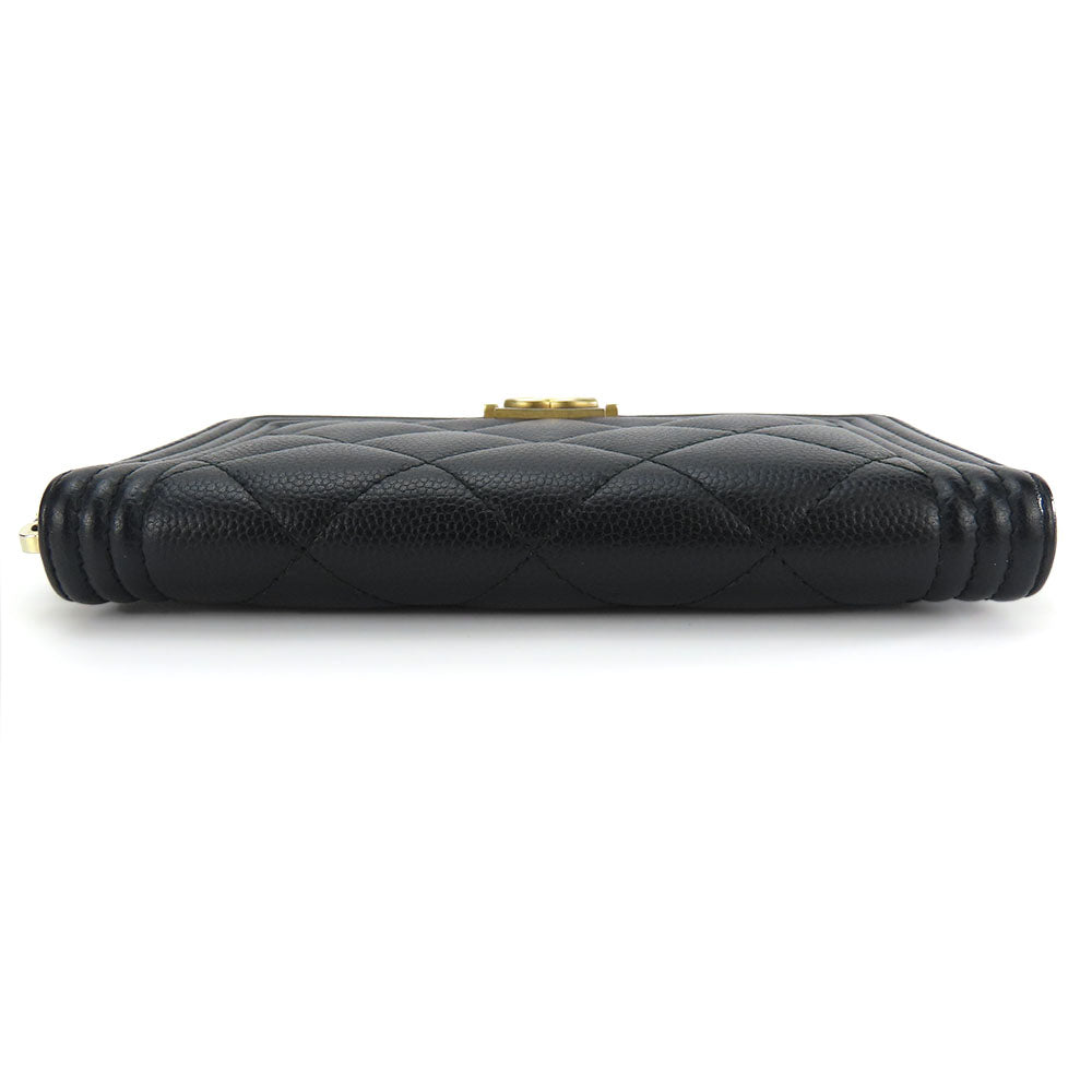 CHANEL Coin case Caviar skin black Boy chanel