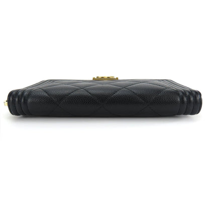 CHANEL Coin case Caviar skin black Boy chanel